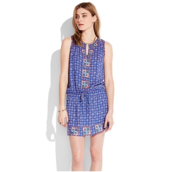 Lucky Brand Irving and Fine Blue Embroidered Sleeveless Dress Size M - Picture 9 of 10